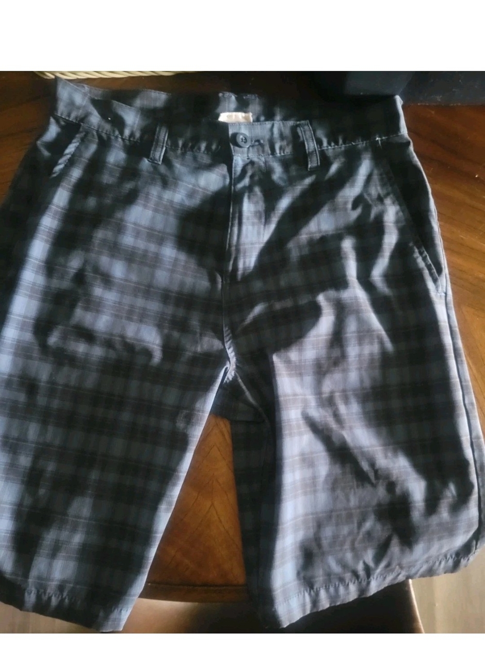 Ron Jon Surf Shop Plaid Shorts in Navy and Gray